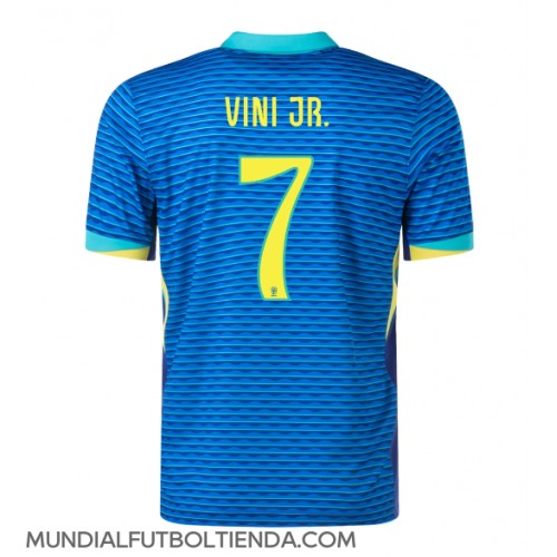 Camiseta Brasil Vinicius Junior #7 Segunda Equipación Replica Copa America 2024 mangas cortas